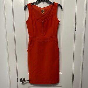 Tory Burch Deep Orange Sleeveless Sheath Dress, Size 2